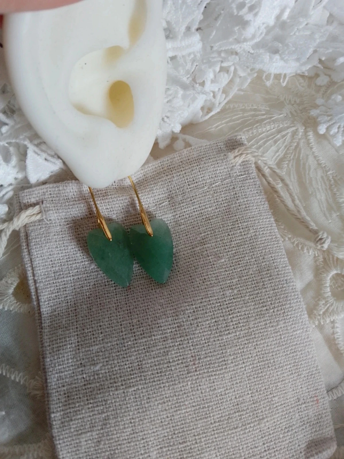 Boho earrings with natural green aventurine stones – photo 3